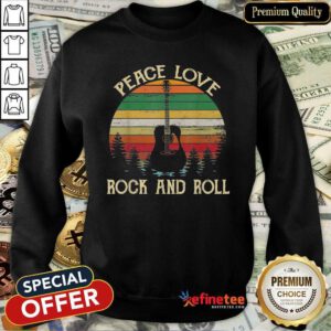 Attractive Peace Love Rock And Roll Guitar Vintage Sweatshirt - Design By Refinetee.com