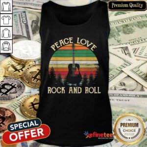 Attractive Peace Love Rock And Roll Guitar Vintage Tank Top - Design By Refinetee.com