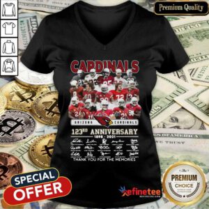 Attractive St Louis Cardinals 123rd Anniversary Thank You For The Memories Signatures V-neck - Design By Refinetee.com