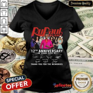 Beautiful Rupauls Drag Race 12th Anniversary Thank You For The Memories Signatures V-neck