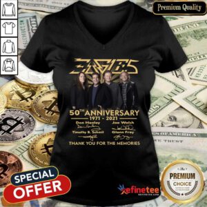Cool Eagles 50th Anniversary 1971 2021 Thank You For The Memories Signatures Tee V-neck