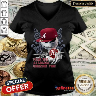 Cool Jack Skellington Fear The Alabama Crimson Tide V-neck - Design By Refinetee.com