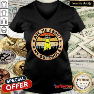 Cool UFO Ask Me About My Butthole Vintage Sunset V-neck