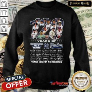 Cute 120 Years Of The Greatest MLB Teams New York Yankees Thank You For The Memories Signatures V-neck