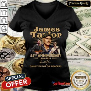 Cute James Taylor 55th Anniversary 1966 2021 Thank You For The Memories Signature V-neck - Design By Refinetee.com