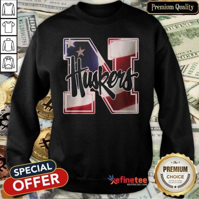 Excellent Nebraska Cornhuskers American Flag Sweatshirt - Design By Refinetee.com
