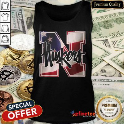 Excellent Nebraska Cornhuskers American Flag Tank Top - Design By Refinetee.com