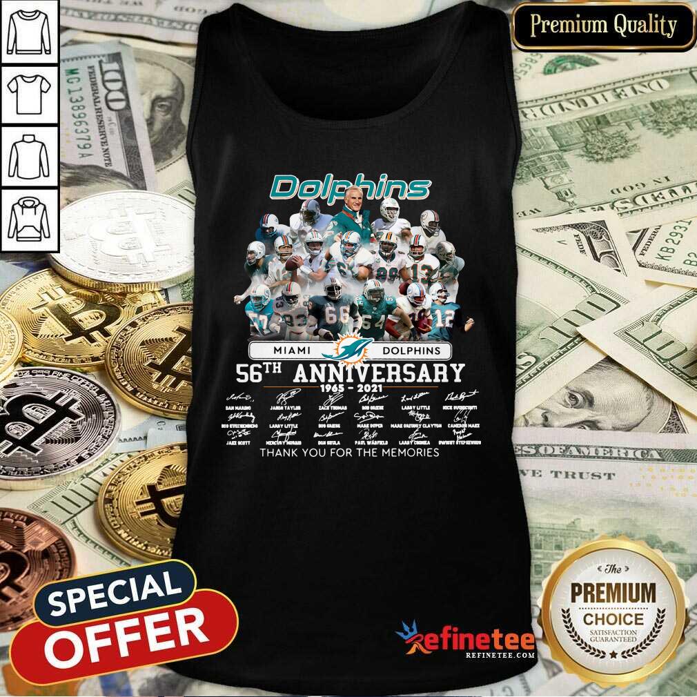 Fantastic Miami Dolphins 56th Anniversary Thank You For The Memories Signatures Tank Top - Design By Refinetee.com Miami Dolphins 56th Anniversary Thank You For The Memories Signatures Tank Top - Design By Refinetee.com