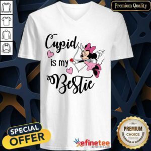 Fantastic Minnie Mouse Cupid Is My Bestie Valentines Day V-neck - Design By Refinetee.com