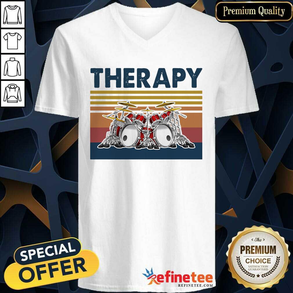 Fantastic Therapy Drum Band Music Vintage V-neck Fantastic Therapy Drum Band Music Vintage V-neck