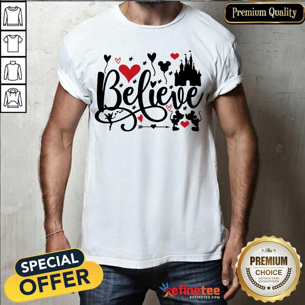 Funny Mickey Mouse And Minnie Mouse Disney Believe Valentines Day Shirt - Design By Refinetee.com
