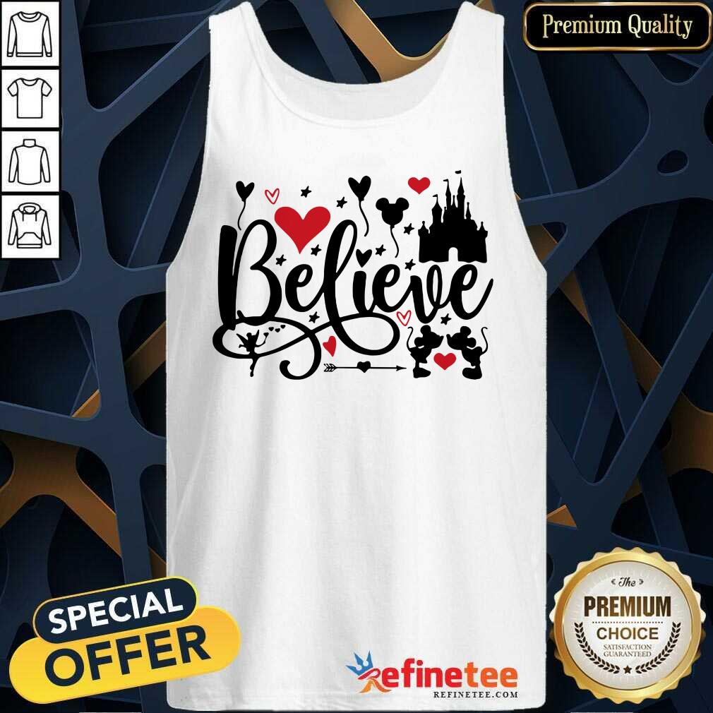 Funny Mickey Mouse And Minnie Mouse Disney Believe Valentines Day Tank Top - Design By Refinetee.com Mickey Mouse And Minnie Mouse Disney Believe Valentines Day Tank Top - Design By Refinetee.com