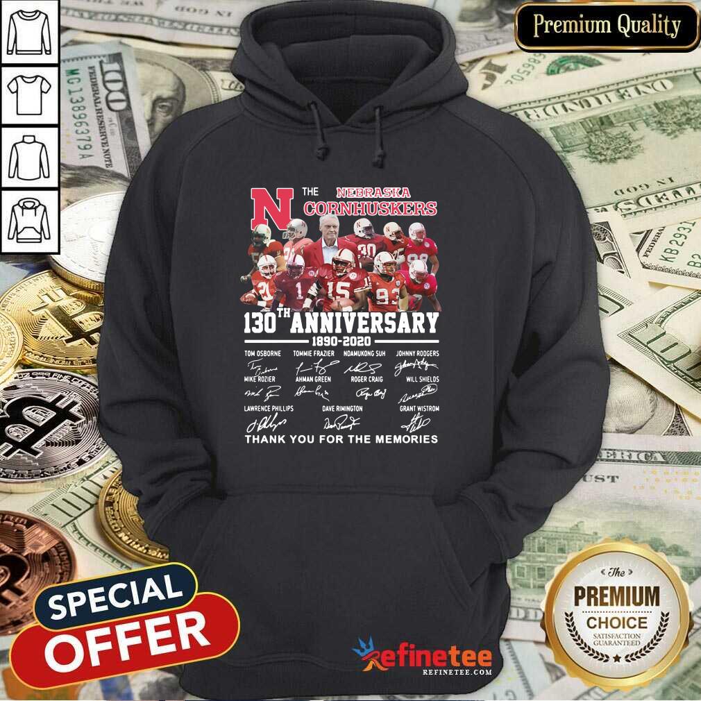 Great Nebraska Cornhuskers 130th Anniversary Thank You For The Memories Signatures Hoodie - Design By Refinetee.com Nebraska Cornhuskers 130th Anniversary Thank You For The Memories Signatures Hoodie - Design By Refinetee.com