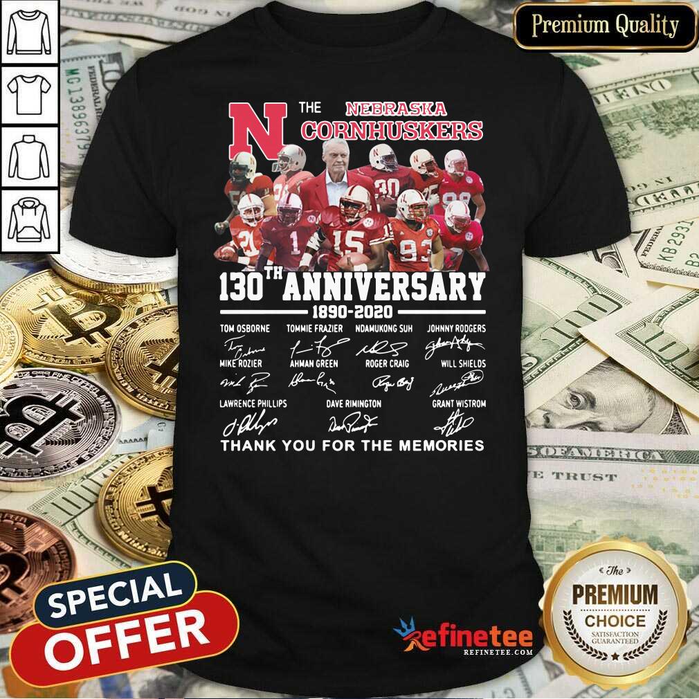 Great Nebraska Cornhuskers 130th Anniversary Thank You For The Memories Signatures Shirt - Design By Refinetee.com