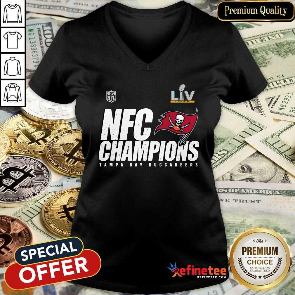 Great NFC Champions Tampa Bay Buccaneers Super Bowl LV V-neck Great NFC Champions Tampa Bay Buccaneers Super Bowl LV V-neck