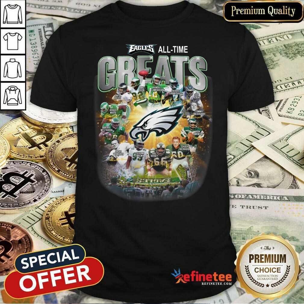 Hot Philadelphia Eagles All Time Greats Signatures Shirt - Design By Refinetee.com