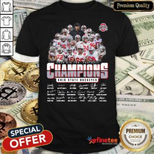 Nice Ohio State Buckeyes 2020 Big Ten Football Champions Signatures Shirt - Design By Refinetee.com