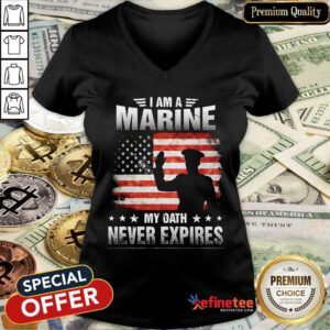 Perfect I Am A Marine My Oath Never Expires American Flag Veteran V-neck - Design By Refinetee.com