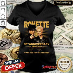 Perfect Roxette 35th Anniversary Thank You For The Memories Signatures V-neck
