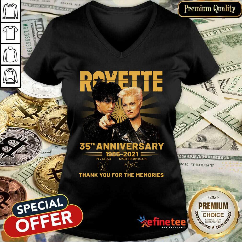 Perfect Roxette 35th Anniversary Thank You For The Memories Signatures V-neck Perfect Roxette 35th Anniversary Thank You For The Memories Signatures V-neck