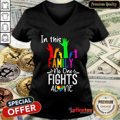 Premium In This Family No One Fights Alone Lgbt V-neck - Design By Refinetee.com