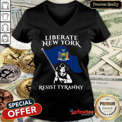 Premium Liberate New York Resist Tyranny V-neck - Design By Refinetee.com