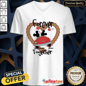 Premium Mickey Mouse And Minnie Mouse Forever Together Valentine Day V-neck - Design By Refinetee.com