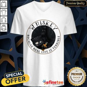 Premium Whishey Because Real Life Is Terrible Cats V-neck - Design By Refinetee.com