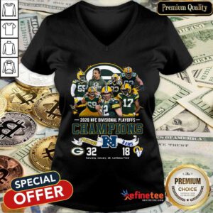 Pretty 2020 NFC Divisional Playoffs Champions Packers 32 Rams 18 V-neck