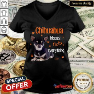 Pretty Chihuahua Kisses Fix Everything V-neck - Design By Refinetee.com