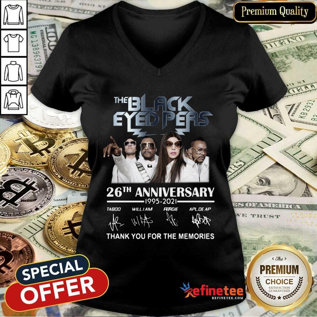 Pretty The Black Eyed Peas 26th Anniversary Thank You For The Memories Signatures V-neck Pretty The Black Eyed Peas 26th Anniversary Thank You For The Memories Signatures V-neck
