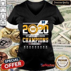 Pro 2020 Washington Football Nfc East Division Champions Washington V-neck - Design By Refinetee.com