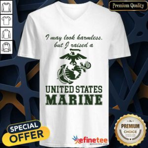Pro I May Look Harmless But I Raised A United States Marine V-neck
