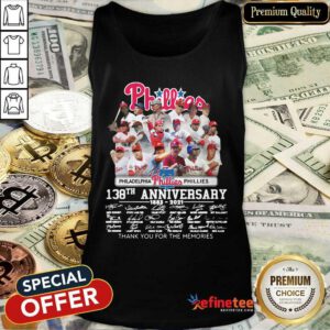 Top Philadelphia Phillies 138th Anniversary Thank You For The Memories Signatures Tank Top - Design By Refinetee.com