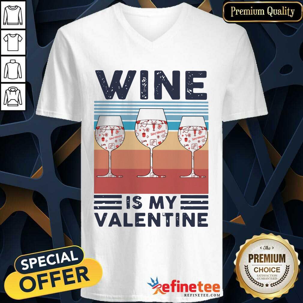 Wonderful Wine Is My Valentine Heart Vintage V-neck Wonderful Wine Is My Valentine Heart Vintage V-neck