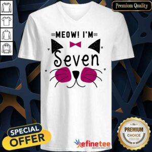 Awesome Kitty Girl Cat Meow Im Seven V-neck