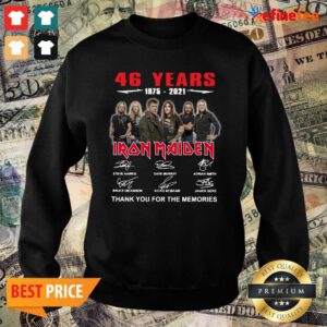 Cute 46 Years 1975 2021 Iron Maiden Thank You For The Memories Signature Sweater