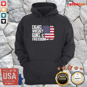 Great Cigars Whiskey Guns And Freedom American Flag Hoodie
