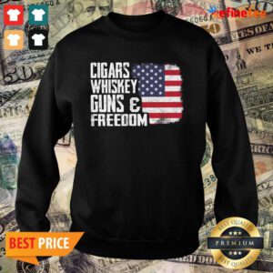 Great Cigars Whiskey Guns And Freedom American Flag Sweater