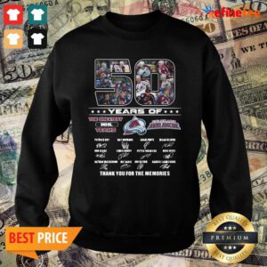 Happy 50 Years Of Colorado Avalanche The Greatest NHL Teams Thank You For The Memories Signatures Sweater
