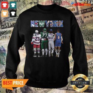 Lovely New York City New York Yankees New York Jets New York Knicks Becton Barrett Signatures Sweater