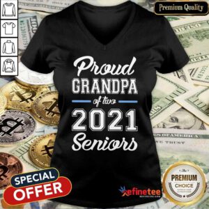 Nice Proud Grandpa Of Two 2021 Seniors V-neck