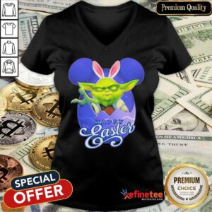 Pretty Bunny Master Yoda Disney Happy Easter Day 2021 V-neck