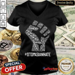 Top Stop Asian Hate Hand Brothers V-neck