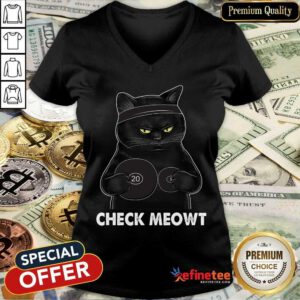 Awesome Check Meowt Black Cat V-neck