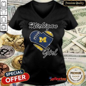 Excited Heart Michigan Girl Diamond V-neck