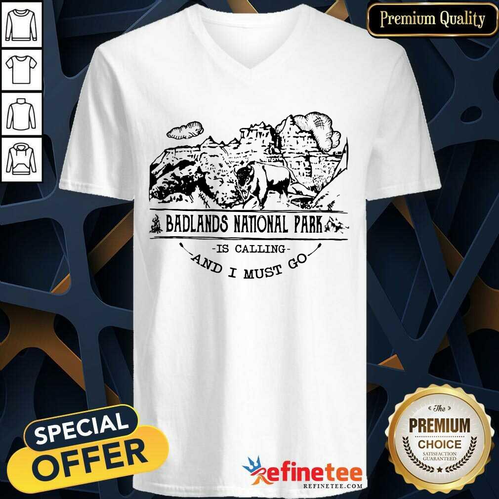 Fantastic Camping2801 Badlands National Park Is Calling And I Must Go V-neck Fantastic Camping2801 Badlands National Park Is Calling And I Must Go V-neck