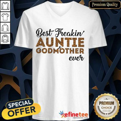 Hot Leopard Best Freakin Auntie And Godmother Ever V-neck