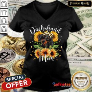 Premium Dachshund Mom Sun Flower V-neck