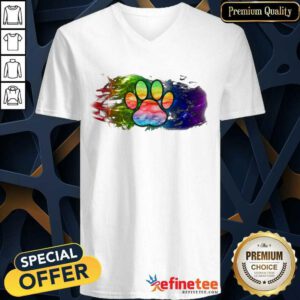 Premium Pisces Dog Paw Color V-neck